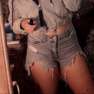 Jean distressed shorts